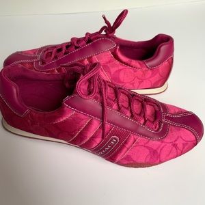 Coach Magenta Satin Kirby Signature Sneakers